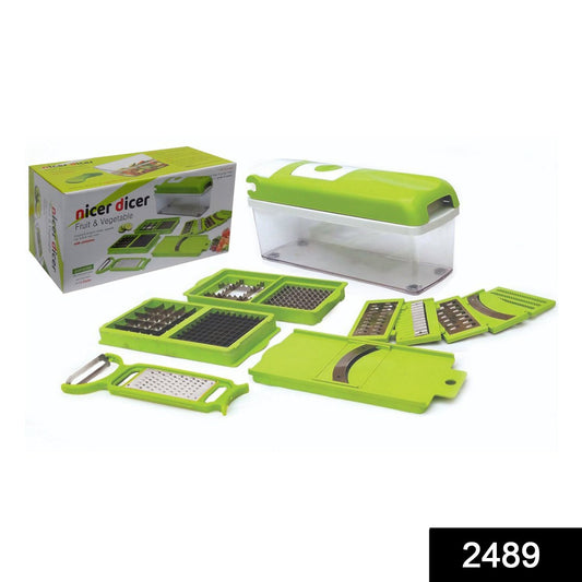 Close-up of the 13-in-1 vegetable chopper showing its top pressing mechanism.