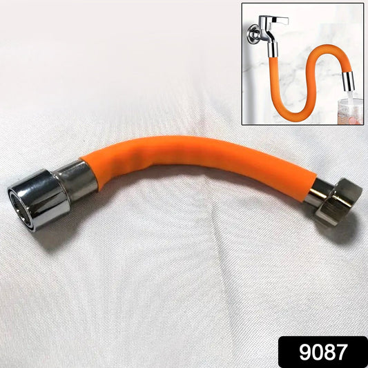 Close-up of the durable silicone faucet extension tube with universal connector.