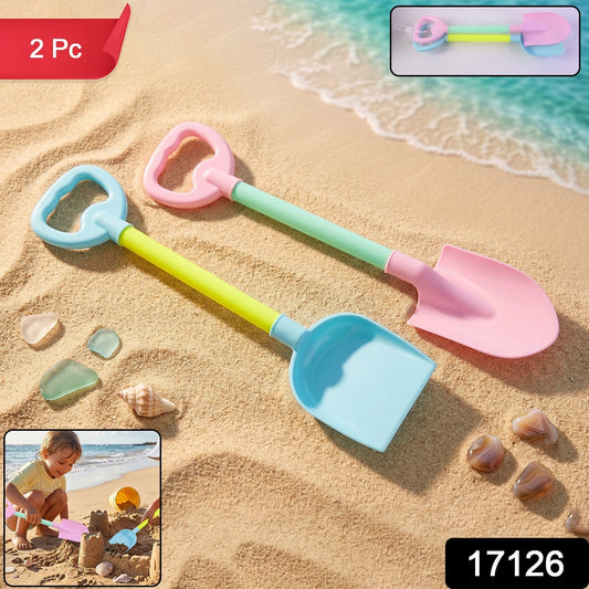 Bright plastic sand shovel and scoop toys for kids' sand play at the beach