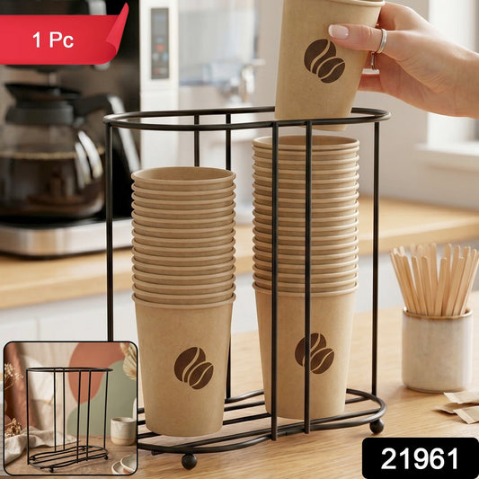 Compact multipurpose cup organizer rack in metal for kitchen or office use