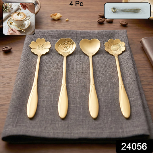 Pack of golden mini spoons for desserts and beverages