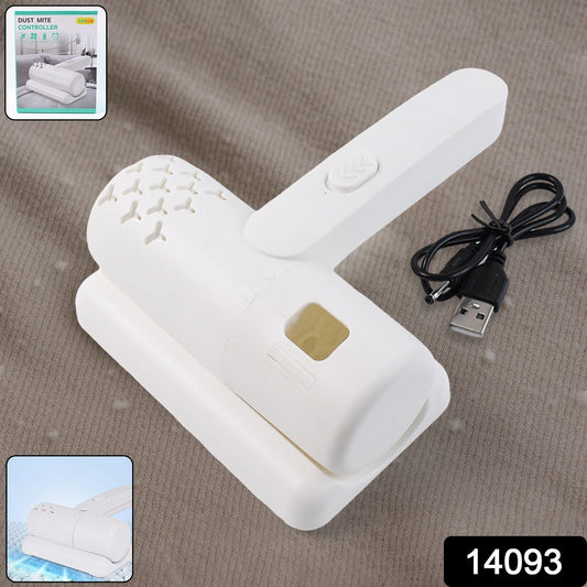 Handheld dust mite eliminator cleaning a sofa fabric