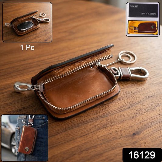 Car key case pouch with zip and clip for easy carrying