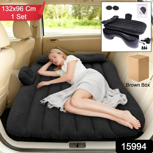 Inflatable travel car bed mattress with pillows inside SUV boot