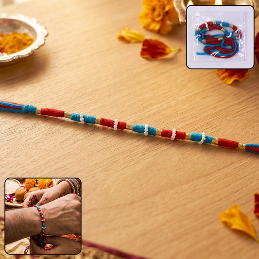 Elegant pearl beaded rakhi with golden accents for Raksha Bandhan