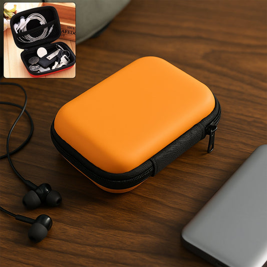 Hard shell storage case with zipper for organizing accessories