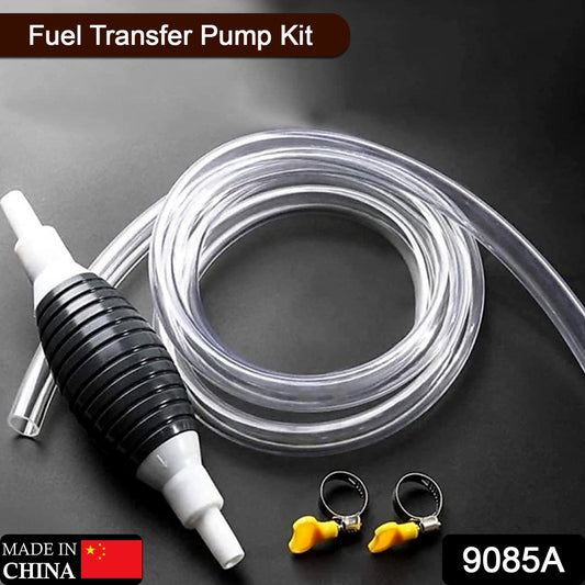 Manual fuel pump for car and motorbike, showcasing its compact design for easy storage.