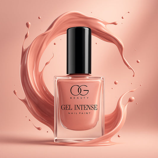 OG Beauty gel nail polish in pastel peach shade with glossy gel finish