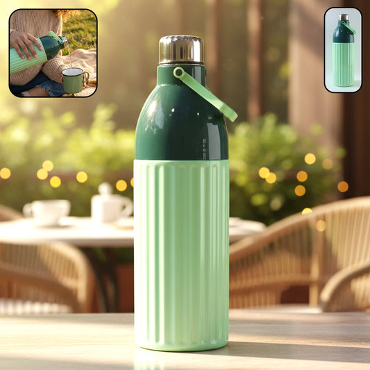 1700ml insulated water bottle with stainless steel cap and carry strap