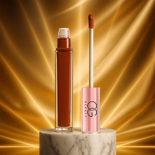 Liquid lipstick tube in Coffee Cuddle shade showing rich, moisturizing color