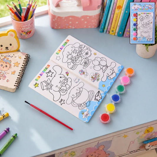 Kids DIY colour painting kit with sketch book and vibrant colors