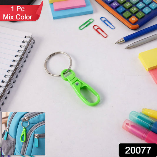 Colorful mini carabiner keychain with metal ring holding keys
