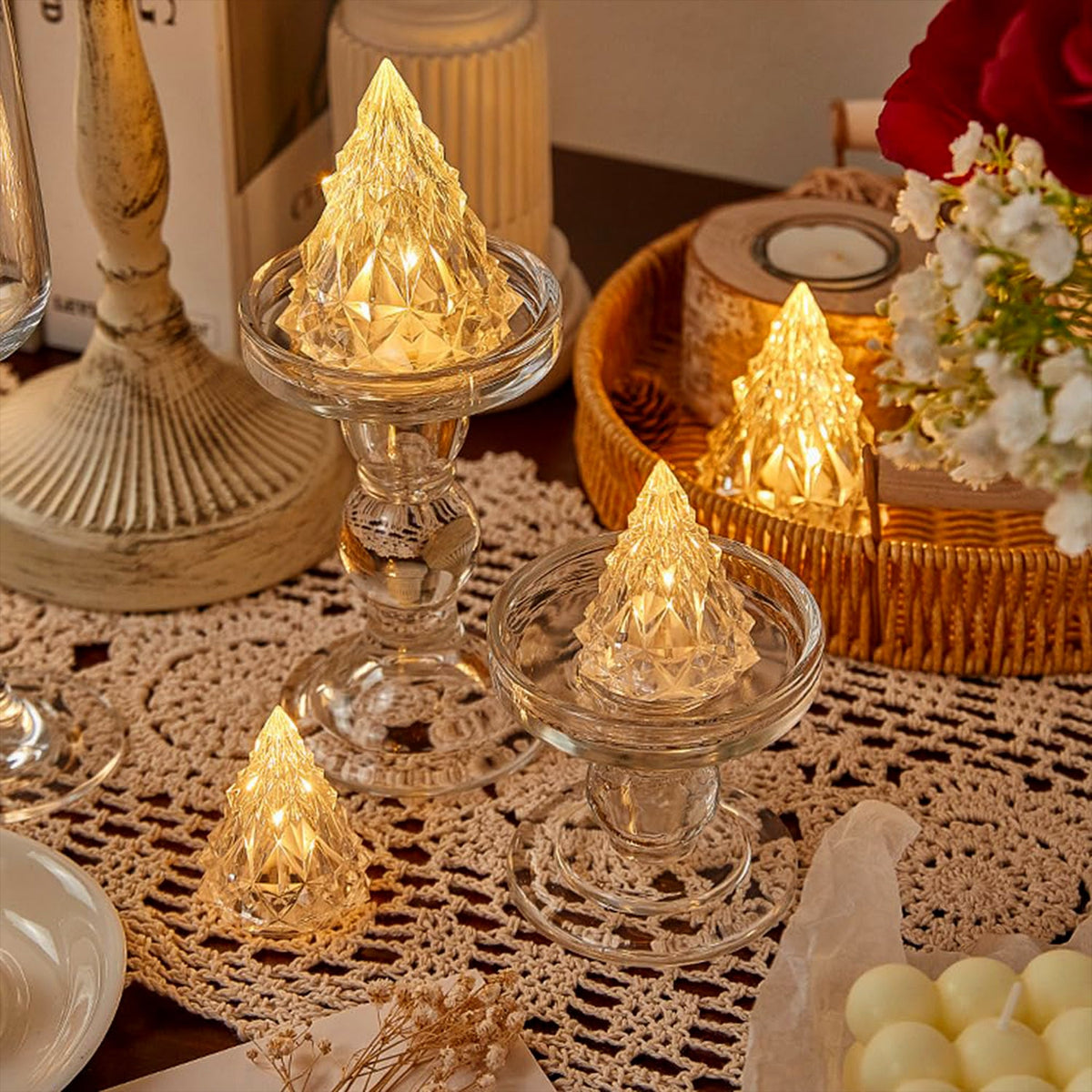 Detail of the translucent material of the Iceberg Pyramid Diwali tea light.