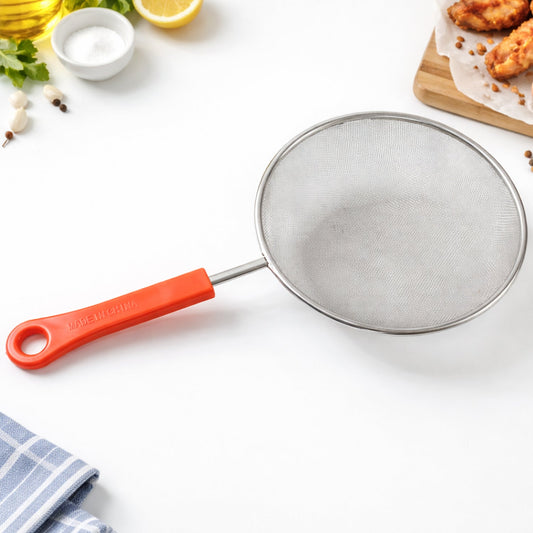 Big size fine mesh kitchen strainer with strong handle for easy grip