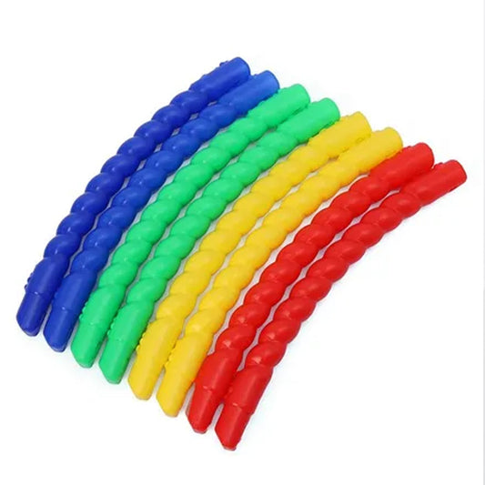Close-up of the bright segments of the hula hoop exercise ring.