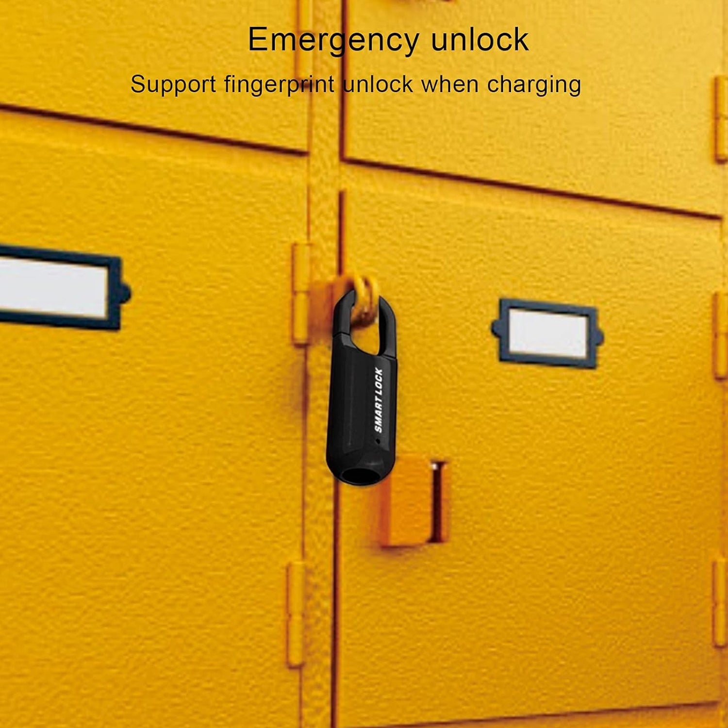 Side view of the USB rechargeable fingerprint padlock with charging port.