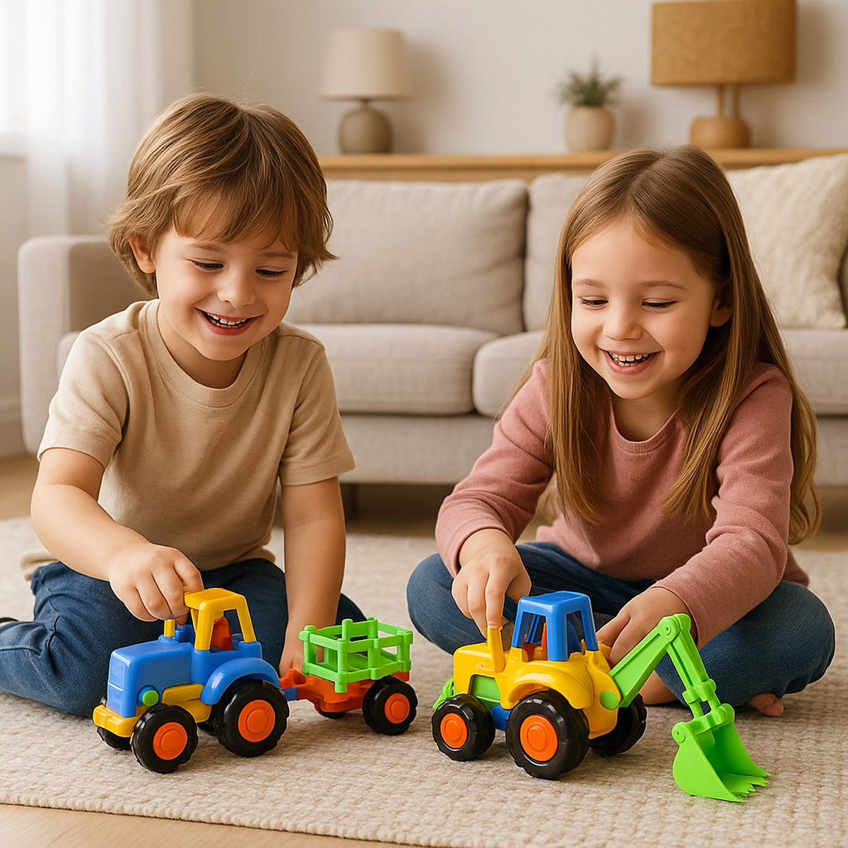 Variety of push and play mini construction vehicle toys for children