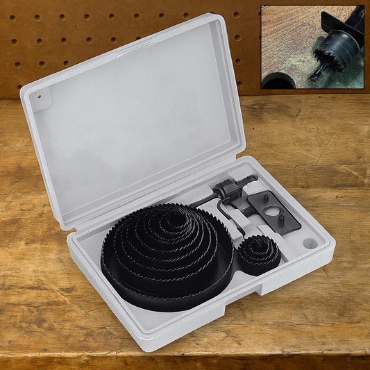 BoltForce 16-piece Hole Saw Drill Bit Set displayed in its organized plastic storage case.