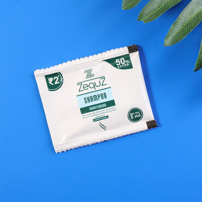 Nourishing hair shampoo sachet designed for gentle cleansing and conditioning