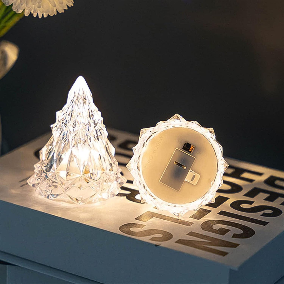 Iceberg Pyramid Diwali Tea Light Holder with warm LED glow.