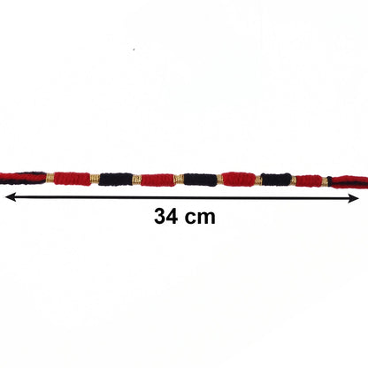 Detailed view of traditional Rakhi with bead work