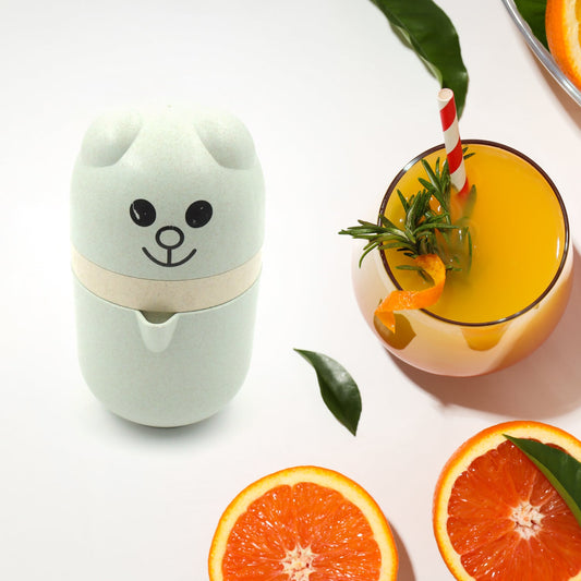 Portable citrus juicer made of food-grade plastic for easy use.