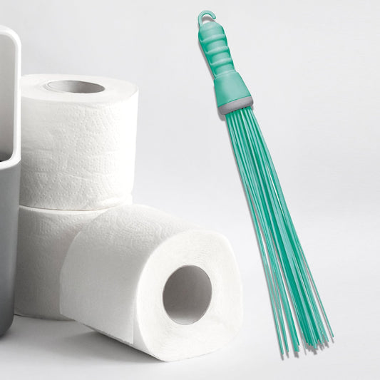 Pro Clean hard bristle broom with a plastic handle, ideal for bathroom floor cleaning.