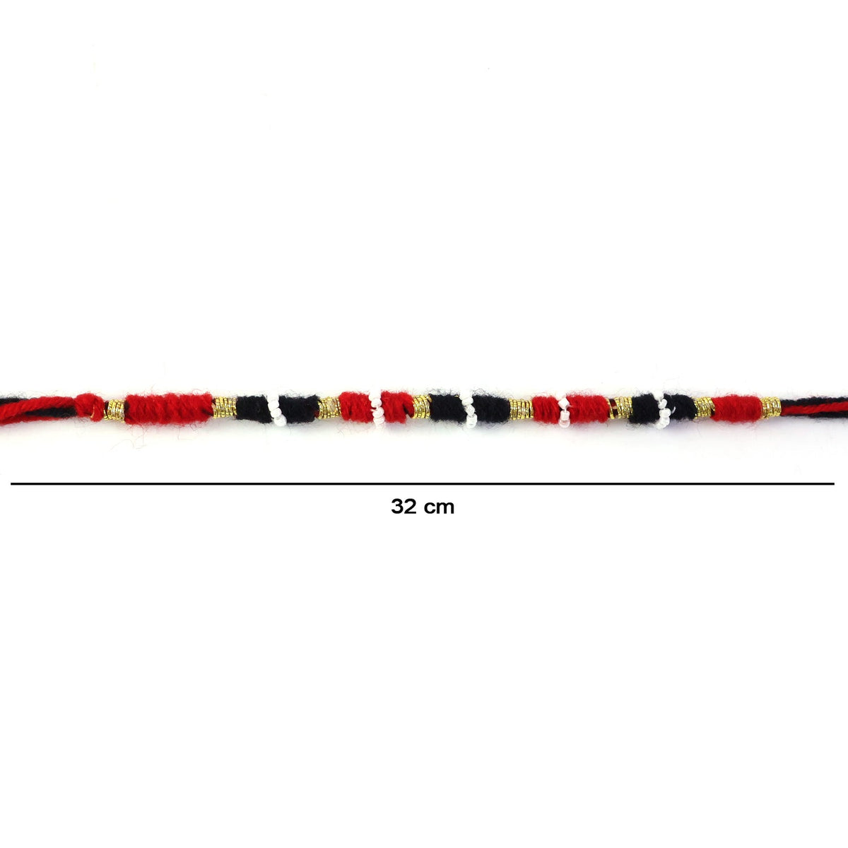 Decorative red and black thread rakhi with handmade ethnic style
