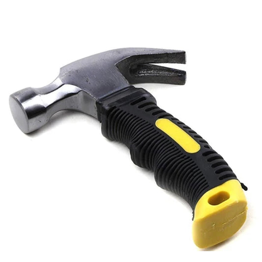 Image of the mini claw hammer with its short handle and plastic grip.