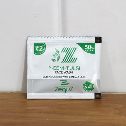 Natural herbal face wash sachet containing Neem & Tulsi for healthy skin