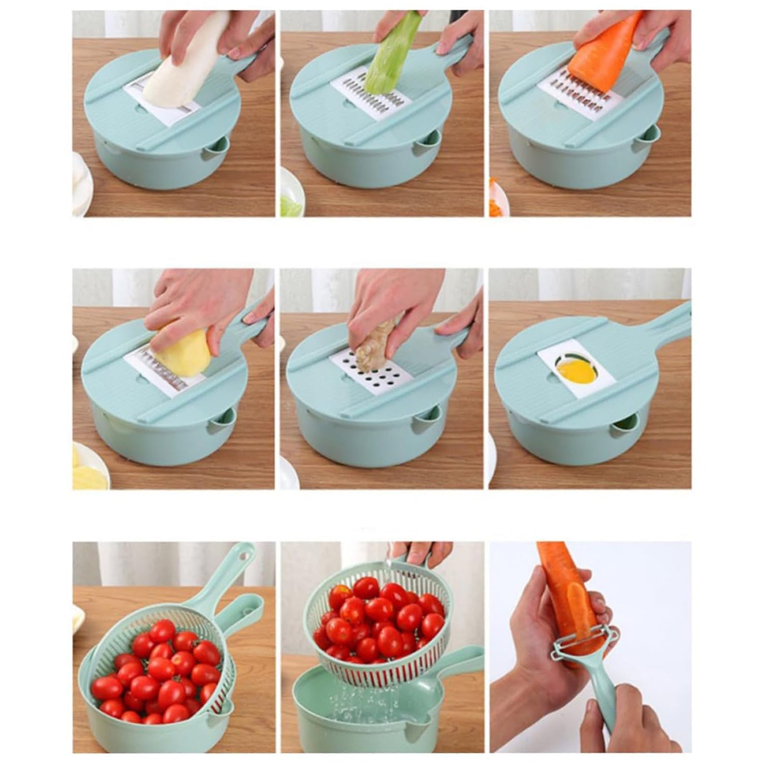 kitchen vegetable slicing kit with grater, peeler, and chopper parts
