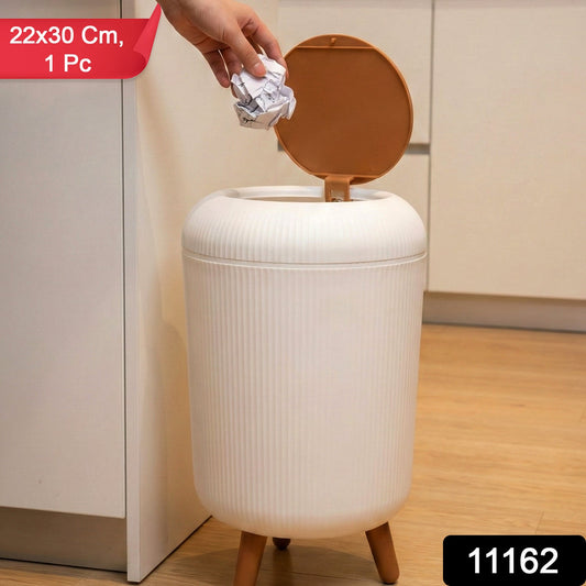 Premium stylish mini dustbin with wooden finish stand and lid