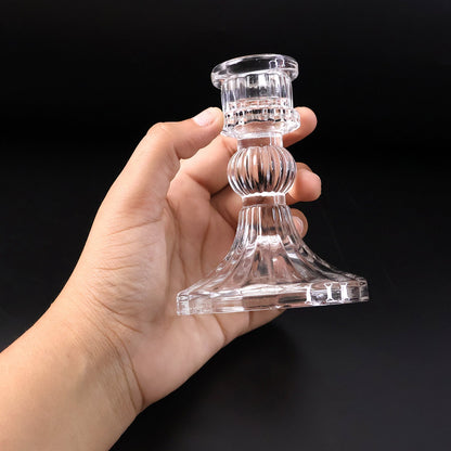 Round base crystal glass candle holder suitable for home decoration