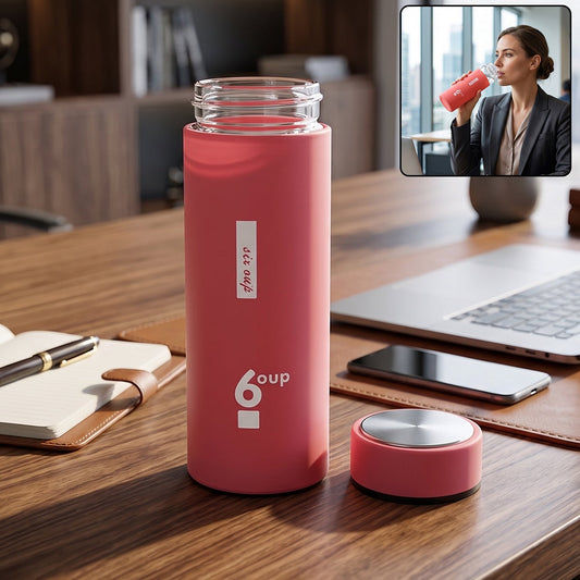 High-quality glass water bottle with silicone sleeve and leak-proof cap