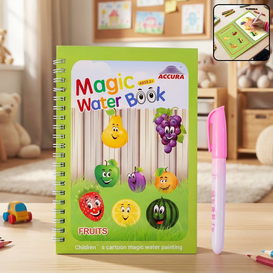 Kids water painting book set with colorful illustrations
