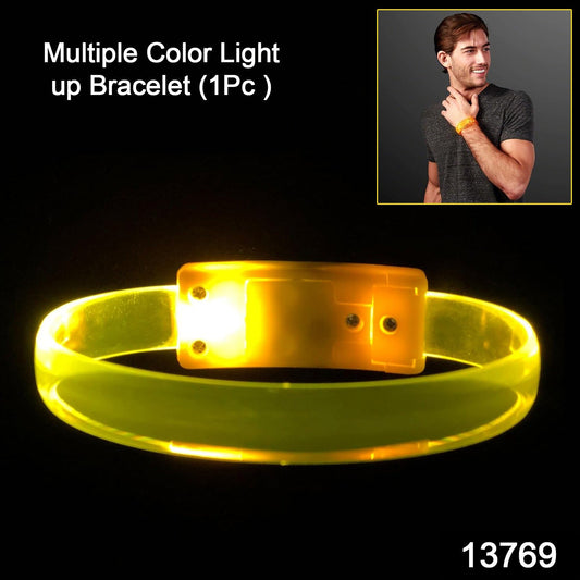 Close-up of a GlowRun multicolor LED safety band worn by a runner at night.
