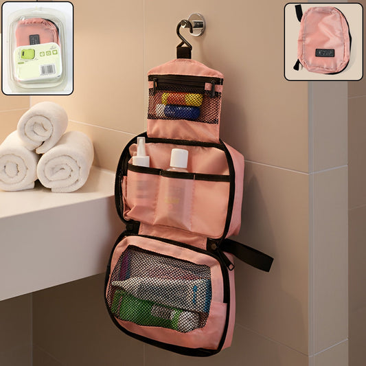 Durable hanging toiletry bag made from waterproof nylon fabric