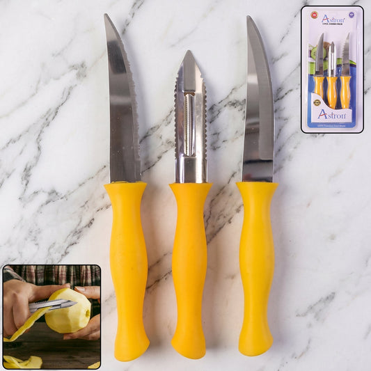 Stainless steel kitchen knife and peeler set for home cooking
