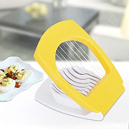 Ergonomic Quickslice Egg Cutter in action, demonstrating clean and precise slicing.