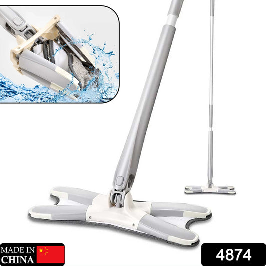 Storenzo X-shape flat mop for efficient wet and dry floor cleaning at home.