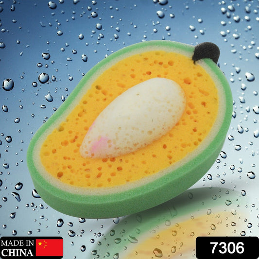 Close-up of a vibrant yellow Mango Dish Sponge, ideal for kitchen cleaning.