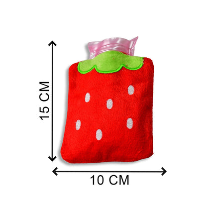 Strawberry style heat bag, showcasing its soft textile cover and compact design.