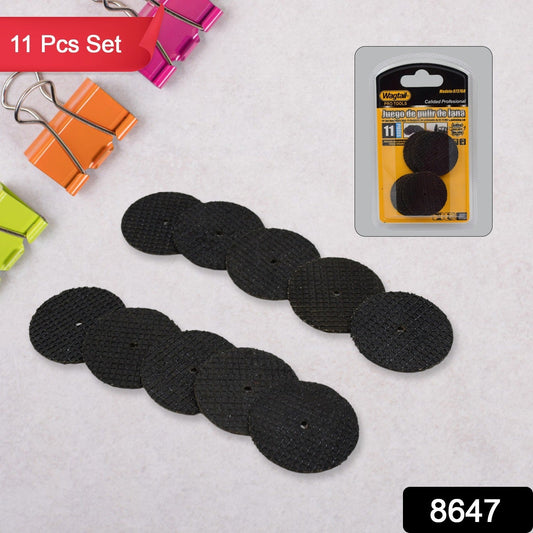 Close-up of the ultra-thin resin mini cut-off wheels for electric drills.