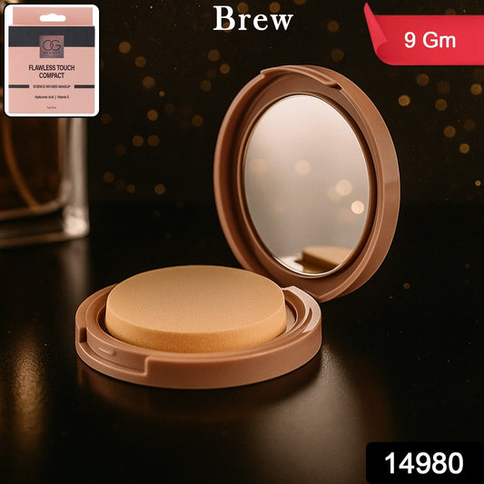 Open Flawless Touch Compact Powder with sponge applicator for medium to dusky skin