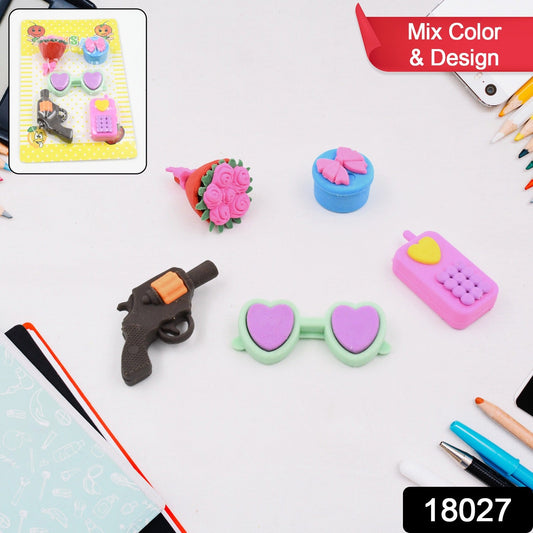 Close-up of creative 3D erasers shaped like cupcakes and ice cream cones, ideal for return gifts.
