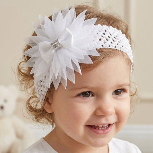 Soft elastic headband with floral bow for kids