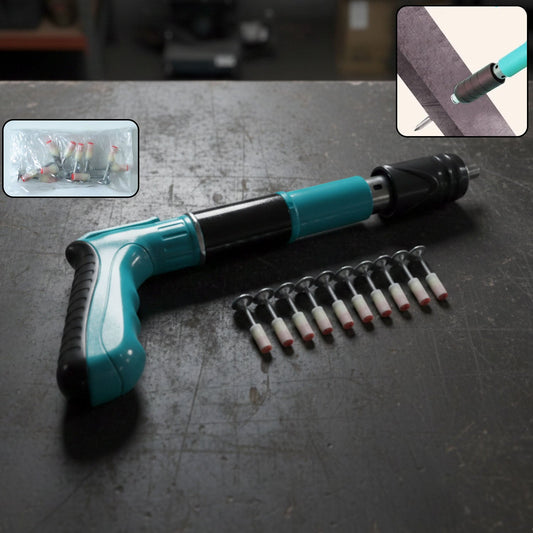 Manual wall nail gun with steel nails for concrete surface fastening