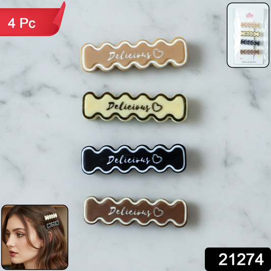 Close-up of elegant decorative snap hair clips with smooth finish