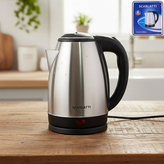 Scarlatti 2L electric kettle with stainless steel finish and fast boiling feature