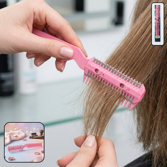 Dual-sided hair cutting razor comb for precise styling